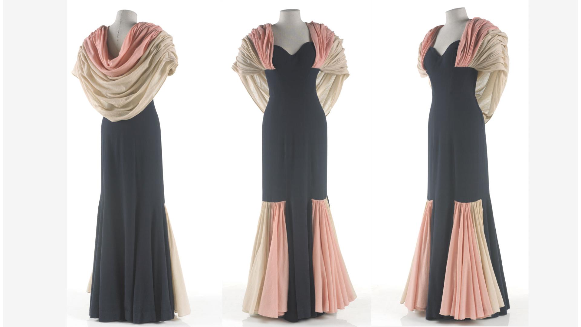 This wool mousseline evening gown by Marcel Rochas from 1948-1949 was one of the star gowns of The Romance of Wool. Collection of Te Papa.