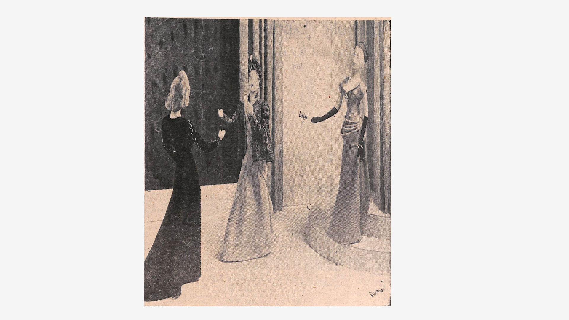The IWS's 'mannequins in miniature', which were dressed in British wools, toured New Zealand in 1946. New Zealand Journal of Agriculture, September 1946. Collection of the Hocken Library, Dunedin. 